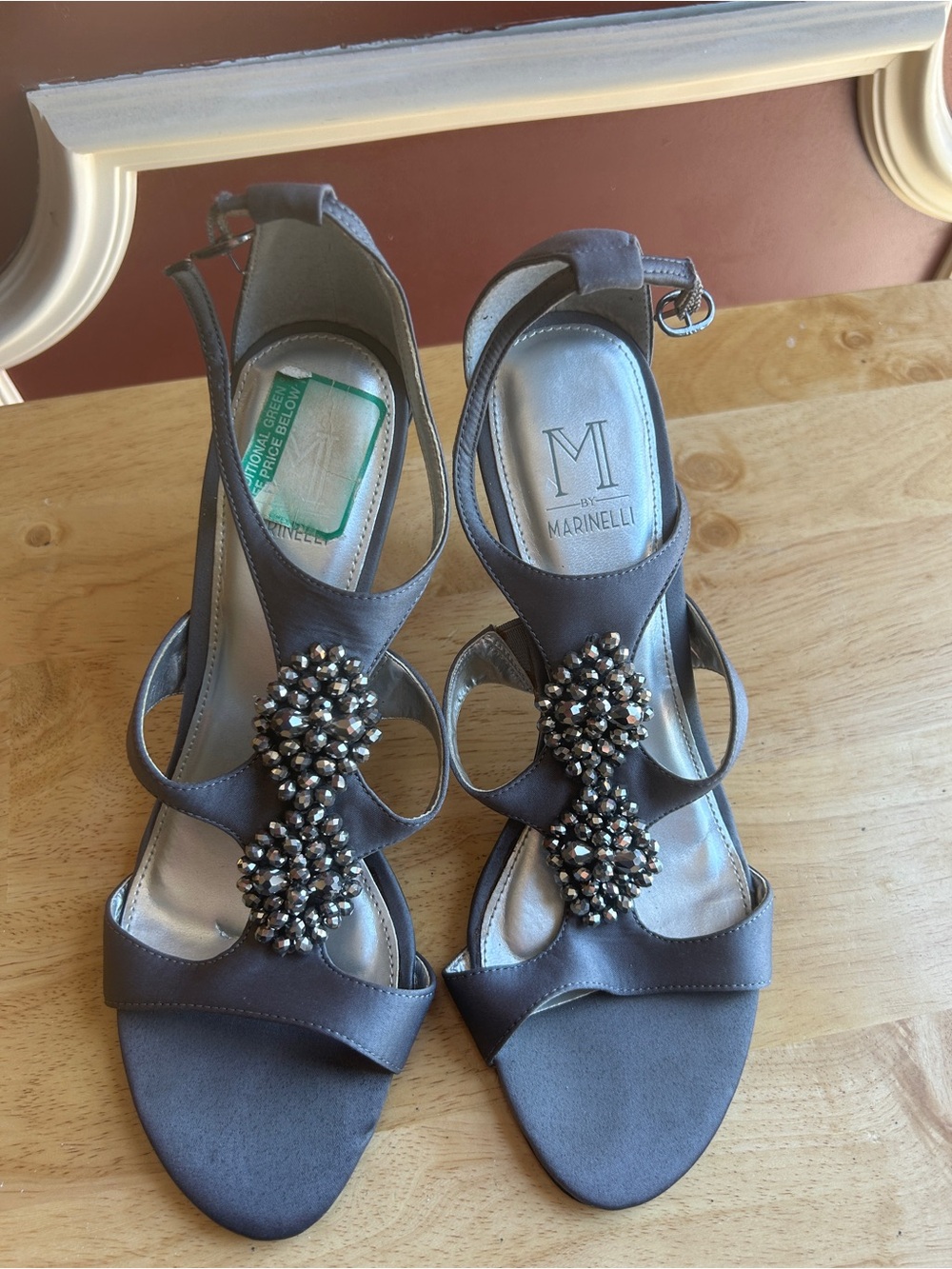 Gray Embellished Women's Dress Sandals